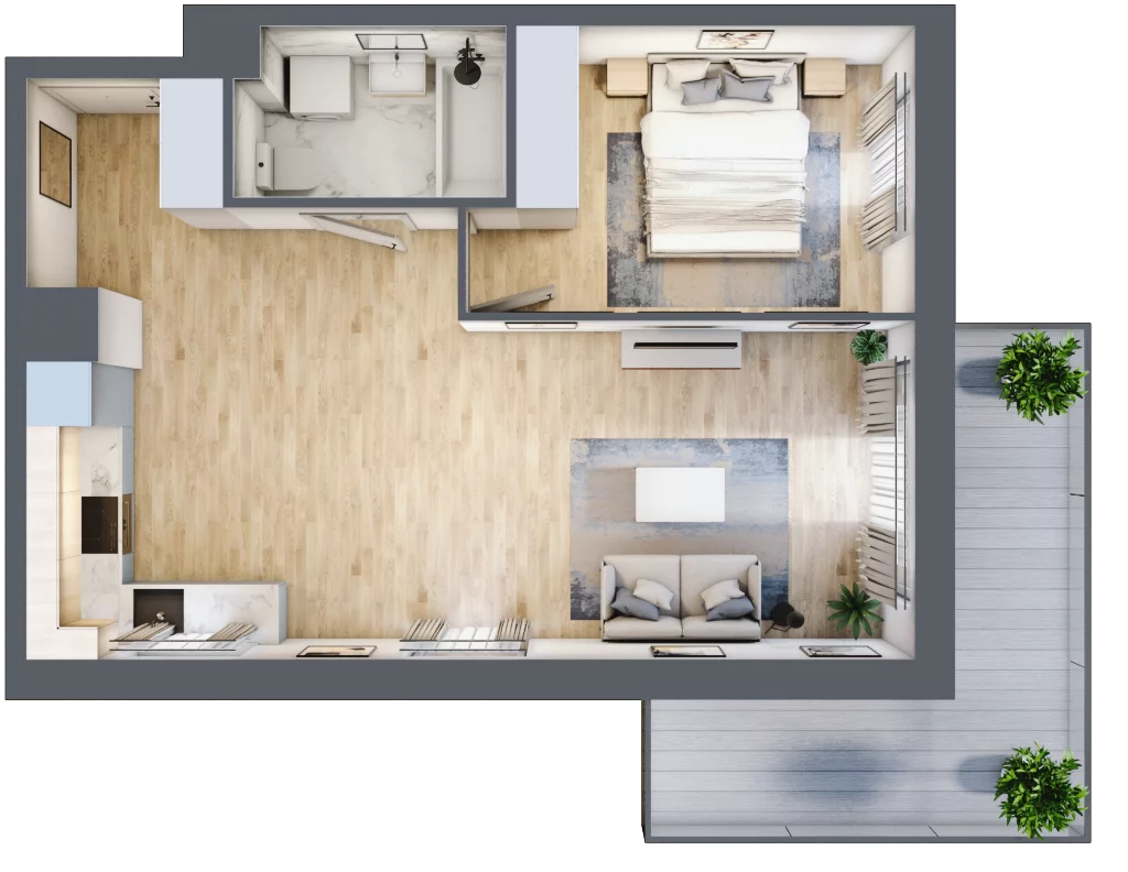 2 pokoje, mieszkanie 47,21 m², piętro 3, oferta nr SU1/B/3/8, Sady Ursynów 1, Warszawa, Ursynów, Wyczółki, ul. Koprowskiego / Pieskowa Skała
