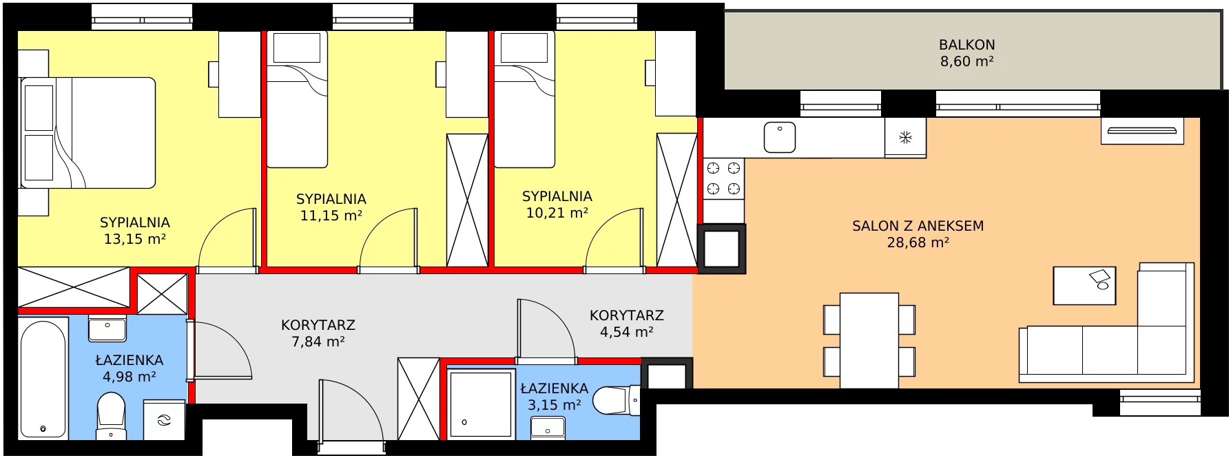Zalety mieszkania 83.7 m², SU1/B/2/1
