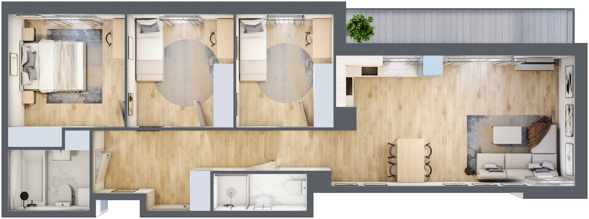 4 pokoje, mieszkanie 83,70 m², piętro 2, oferta nr SU1/B/2/1, Sady Ursynów 1, Warszawa, Ursynów, Wyczółki, ul. Koprowskiego / Pieskowa Skała