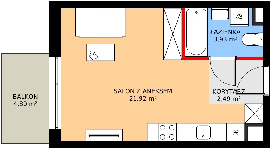 Zalety mieszkania 28.34 m², SU1/B/3/12