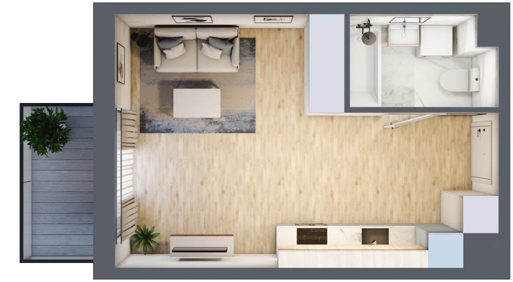 1 pokój, mieszkanie 28,34 m², piętro 3, oferta nr SU1/B/3/12, Sady Ursynów 1, Warszawa, Ursynów, Wyczółki, ul. Koprowskiego / Pieskowa Skała