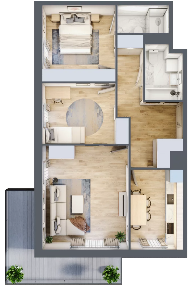 3 pokoje, mieszkanie 71,92 m², piętro 1, oferta nr SU1/B/1/9, Sady Ursynów 1, Warszawa, Ursynów, Wyczółki, ul. Koprowskiego / Pieskowa Skała