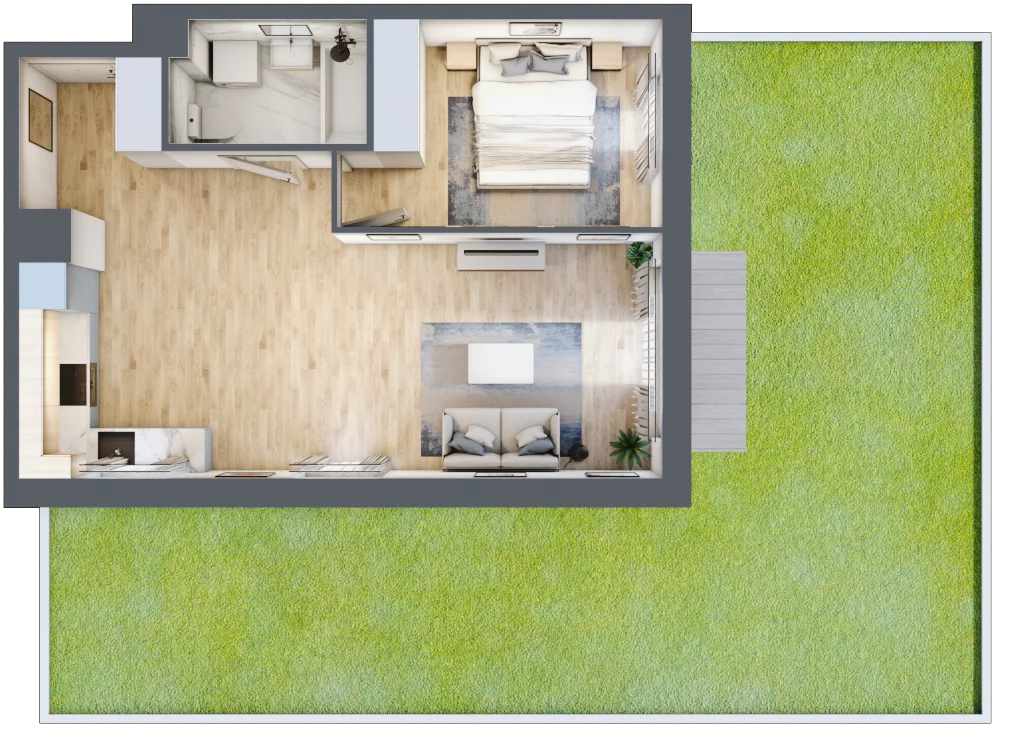 2 pokoje, mieszkanie 47,21 m², parter, oferta nr SU1/B/0/6, Sady Ursynów 1, Warszawa, Ursynów, Wyczółki, ul. Koprowskiego / Pieskowa Skała
