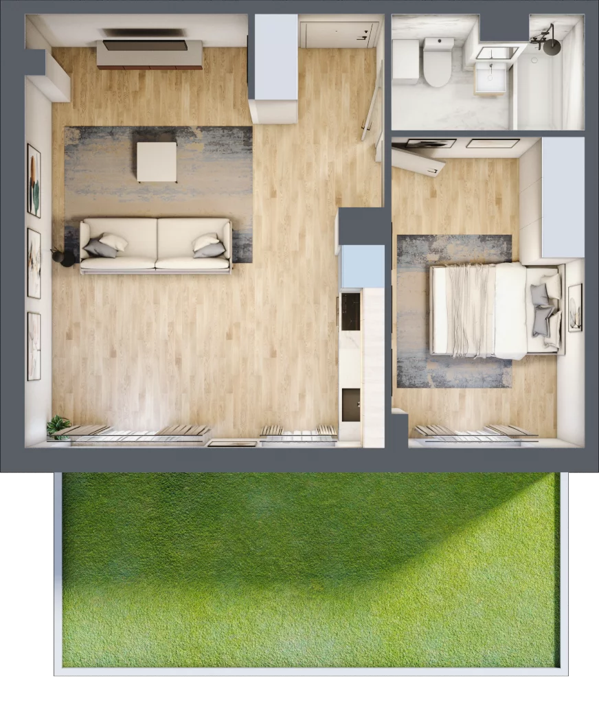 2 pokoje, mieszkanie 48,22 m², parter, oferta nr RM/1B/H/0/2, Rytm Mokotowa 1B, Warszawa, Mokotów, Augustówka, ul. Antoniewska / Piramowicza