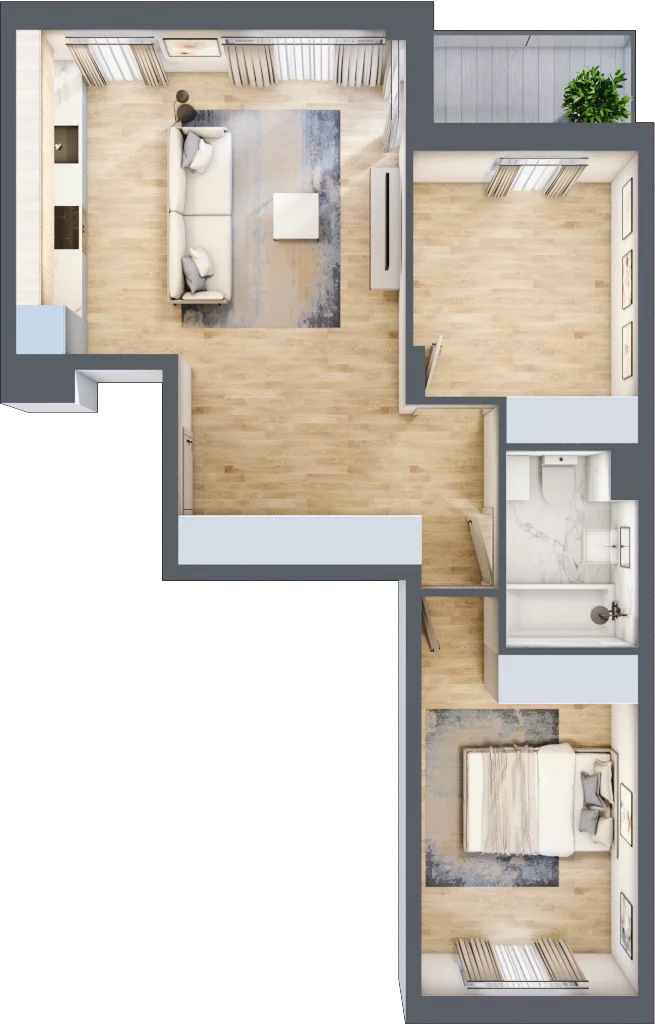 3 pokoje, mieszkanie 64,50 m², piętro 4, oferta nr RM/1B/H/4/1, Rytm Mokotowa 1B, Warszawa, Mokotów, Augustówka, ul. Antoniewska / Piramowicza