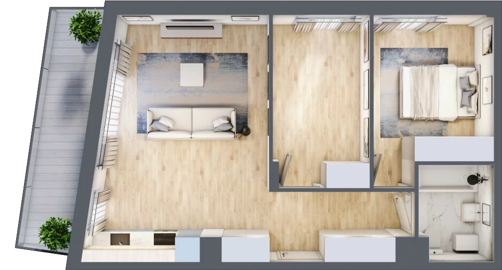 3 pokoje, mieszkanie 58,27 m², piętro 1, oferta nr RM/1B/I/1/7, Rytm Mokotowa 1B, Warszawa, Mokotów, Augustówka, ul. Antoniewska / Piramowicza