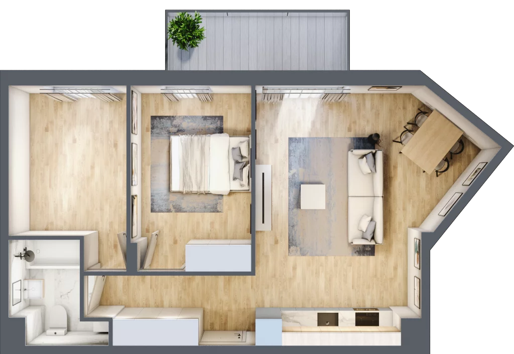 3 pokoje, mieszkanie 58,76 m², piętro 2, oferta nr RM/1B/L/2/4, Rytm Mokotowa 1B, Warszawa, Mokotów, Augustówka, ul. Antoniewska / Piramowicza