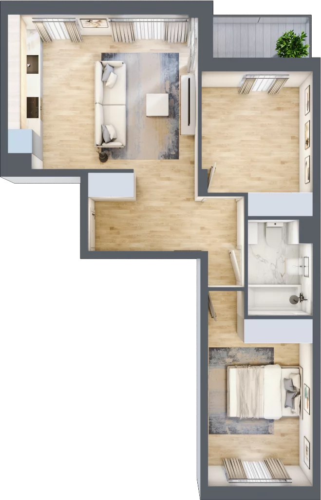 3 pokoje, mieszkanie 61,69 m², piętro 4, oferta nr RM/1B/I/4/1, Rytm Mokotowa 1B, Warszawa, Mokotów, Augustówka, ul. Antoniewska / Piramowicza