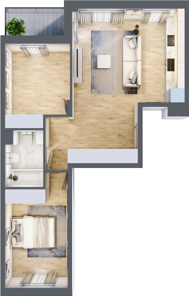 3 pokoje, mieszkanie 64,50 m², piętro 2, oferta nr RM/1B/H/2/4, Rytm Mokotowa 1B, Warszawa, Mokotów, Augustówka, ul. Antoniewska / Piramowicza