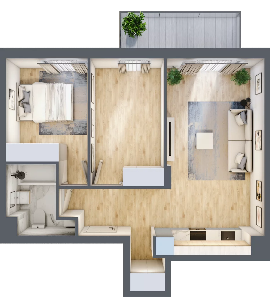 3 pokoje, mieszkanie 54,95 m², piętro 4, oferta nr RM/1B/M/4/7, Rytm Mokotowa 1B, Warszawa, Mokotów, Augustówka, ul. Antoniewska / Piramowicza