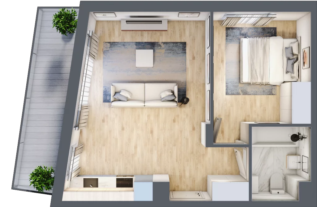 2 pokoje, mieszkanie 45,60 m², piętro 2, oferta nr RM/1B/I/2/7, Rytm Mokotowa 1B, Warszawa, Mokotów, Augustówka, ul. Antoniewska / Piramowicza