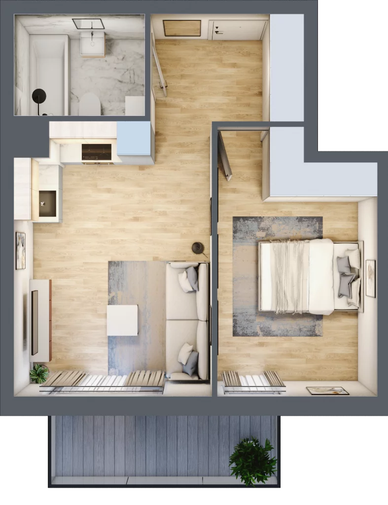 2 pokoje, mieszkanie 40,77 m², piętro 1, oferta nr RM/1B/M/1/2, Rytm Mokotowa 1B, Warszawa, Mokotów, Augustówka, ul. Antoniewska / Piramowicza