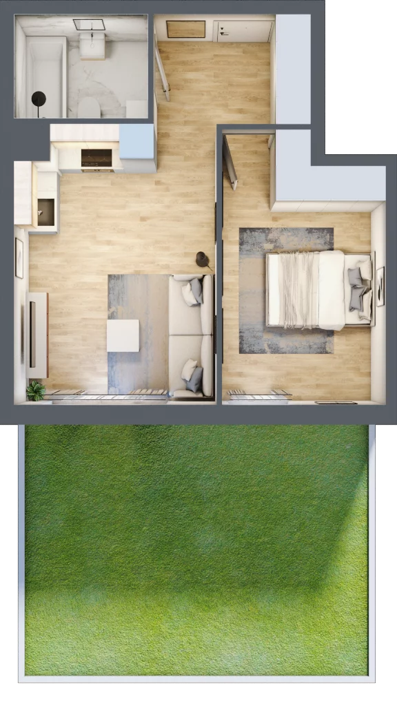 2 pokoje, mieszkanie 40,77 m², parter, oferta nr RM/1B/M/0/2, Rytm Mokotowa 1B, Warszawa, Mokotów, Augustówka, ul. Antoniewska / Piramowicza