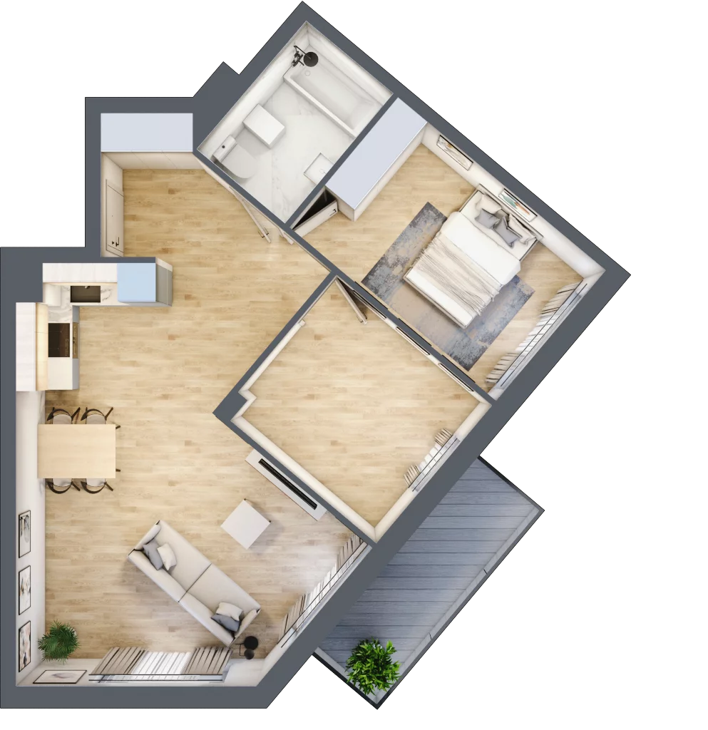 3 pokoje, mieszkanie 64,29 m², piętro 1, oferta nr RM/1B/L/1/5, Rytm Mokotowa 1B, Warszawa, Mokotów, Augustówka, ul. Antoniewska / Piramowicza