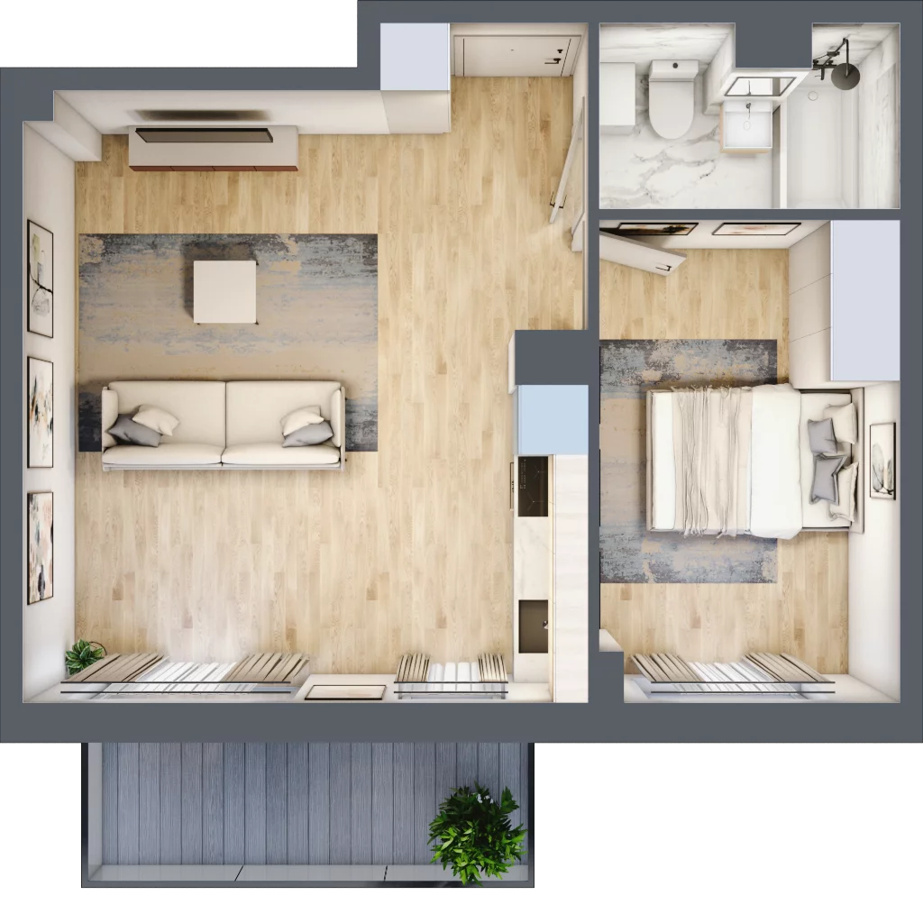 2 pokoje, mieszkanie 46,35 m², piętro 3, oferta nr RM/1B/H/3/3, Rytm Mokotowa 1B, Warszawa, Mokotów, Augustówka, ul. Antoniewska / Piramowicza
