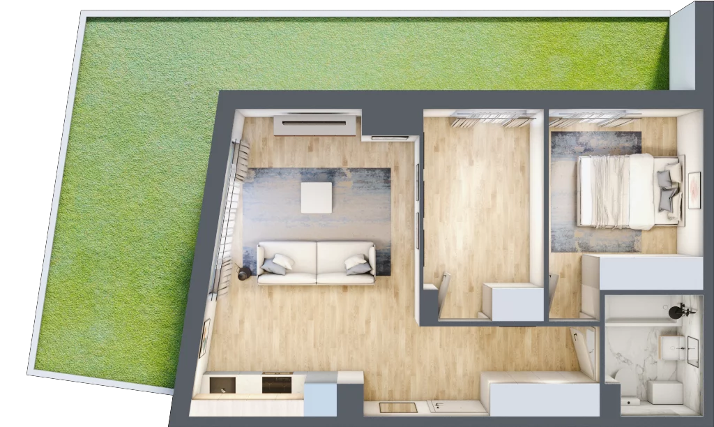 3 pokoje, mieszkanie 58,09 m², parter, oferta nr RM/1B/I/0/6, Rytm Mokotowa 1B, Warszawa, Mokotów, Augustówka, ul. Antoniewska / Piramowicza
