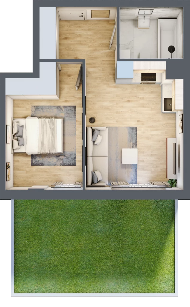 2 pokoje, mieszkanie 40,02 m², parter, oferta nr RM/1B/I/0/3, Rytm Mokotowa 1B, Warszawa, Mokotów, Augustówka, ul. Antoniewska / Piramowicza
