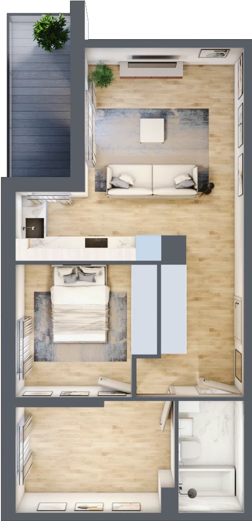 3 pokoje, mieszkanie 62,13 m², piętro 1, oferta nr RM/1B/K/1/2, Rytm Mokotowa 1B, Warszawa, Mokotów, Augustówka, ul. Antoniewska / Piramowicza