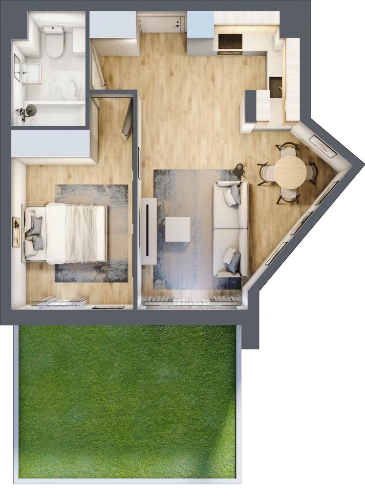 2 pokoje, mieszkanie 43,37 m², parter, oferta nr RM/1B/I/0/2, Rytm Mokotowa 1B, Warszawa, Mokotów, Augustówka, ul. Antoniewska / Piramowicza