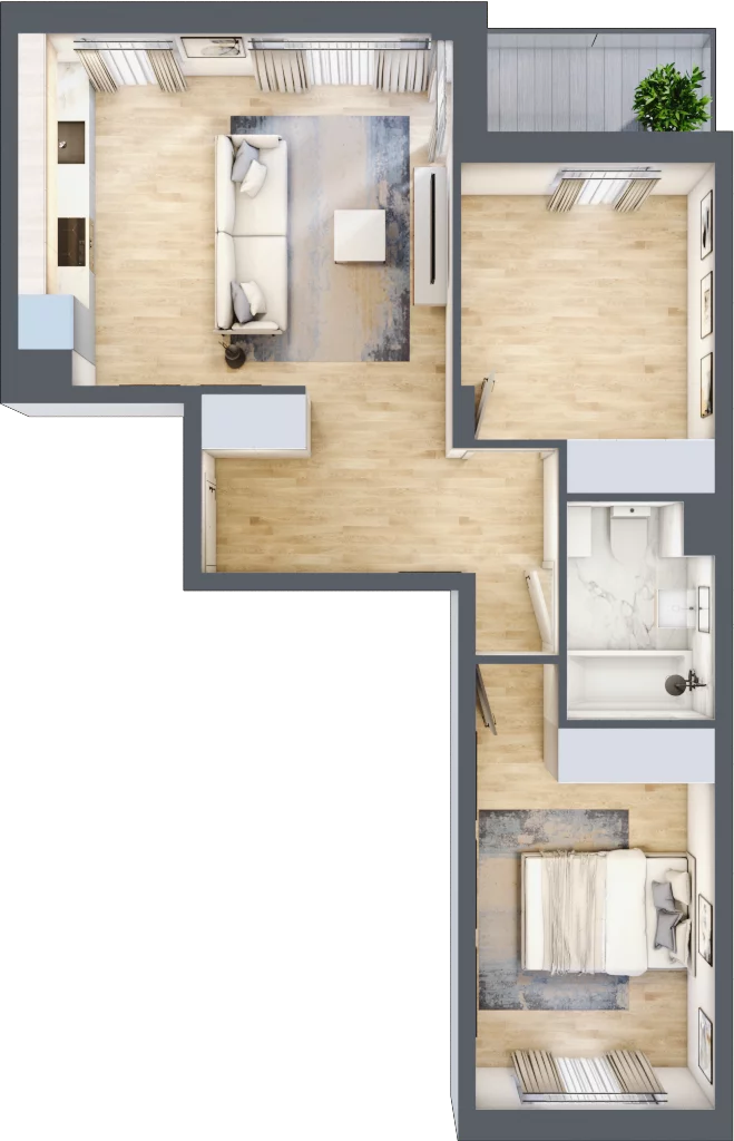 3 pokoje, mieszkanie 61,69 m², piętro 1, oferta nr RM/1B/I/1/1, Rytm Mokotowa 1B, Warszawa, Mokotów, Augustówka, ul. Antoniewska / Piramowicza