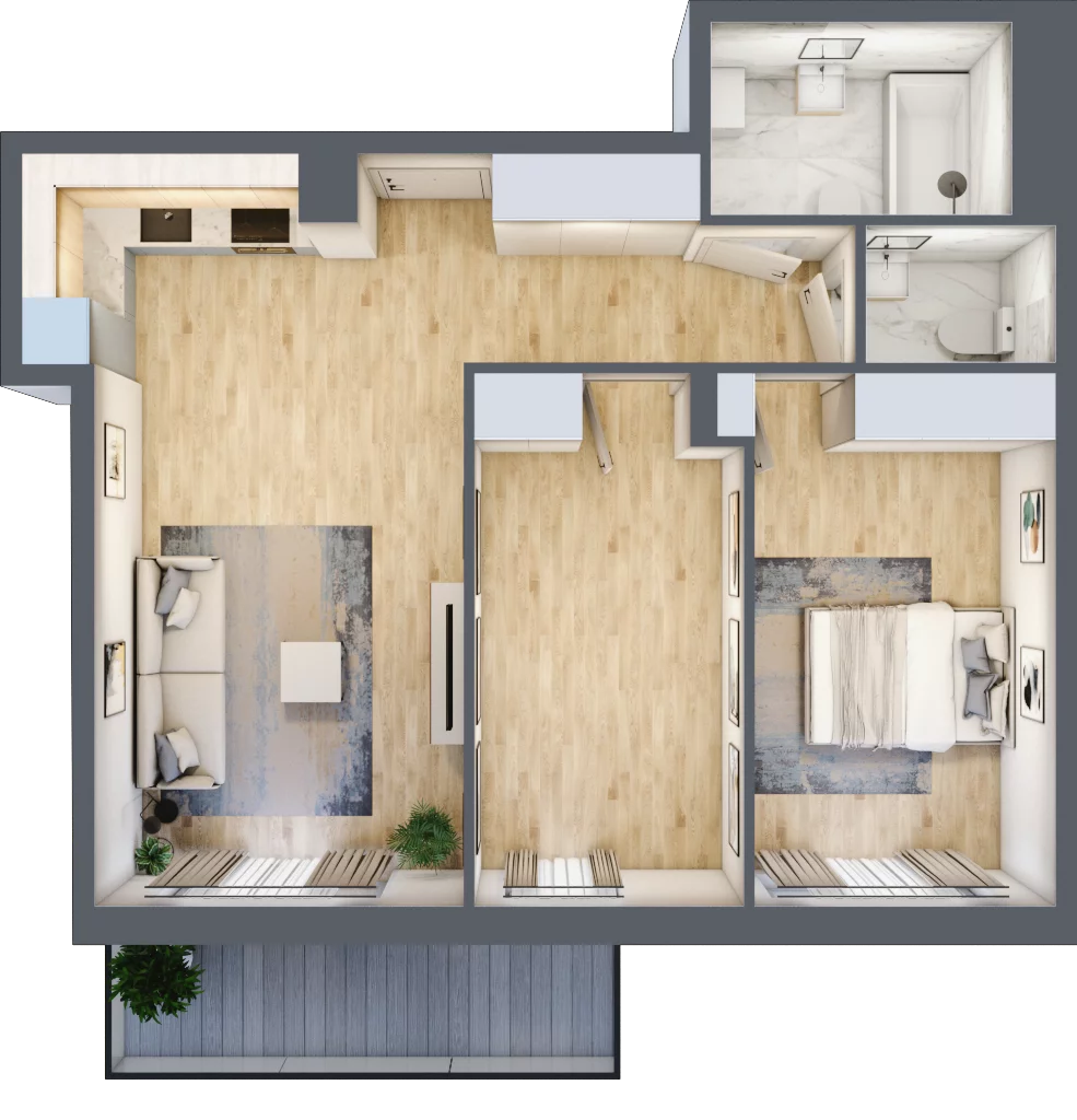 3 pokoje, mieszkanie 63,64 m², piętro 4, oferta nr RM/1B/M/4/8, Rytm Mokotowa 1B, Warszawa, Mokotów, Augustówka, ul. Antoniewska / Piramowicza