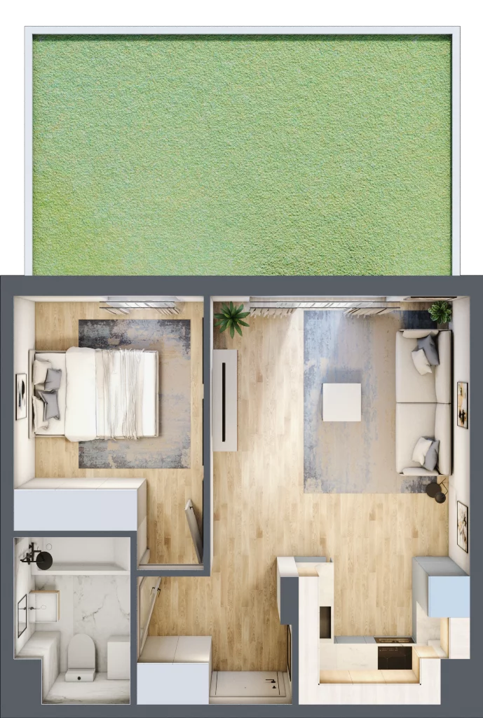2 pokoje, mieszkanie 39,03 m², parter, oferta nr RM/1B/J/0/4, Rytm Mokotowa 1B, Warszawa, Mokotów, Augustówka, ul. Antoniewska / Piramowicza
