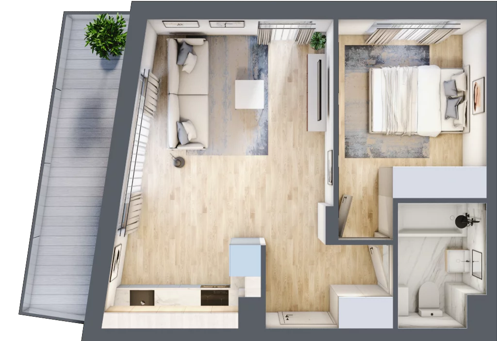 2 pokoje, mieszkanie 40,62 m², piętro 1, oferta nr RM/1B/M/1/4, Rytm Mokotowa 1B, Warszawa, Mokotów, Augustówka, ul. Antoniewska / Piramowicza