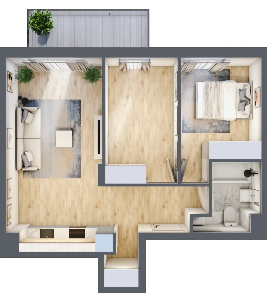 3 pokoje, mieszkanie 54,92 m², piętro 1, oferta nr RM/1B/L/1/2, Rytm Mokotowa 1B, Warszawa, Mokotów, Augustówka, ul. Antoniewska / Piramowicza