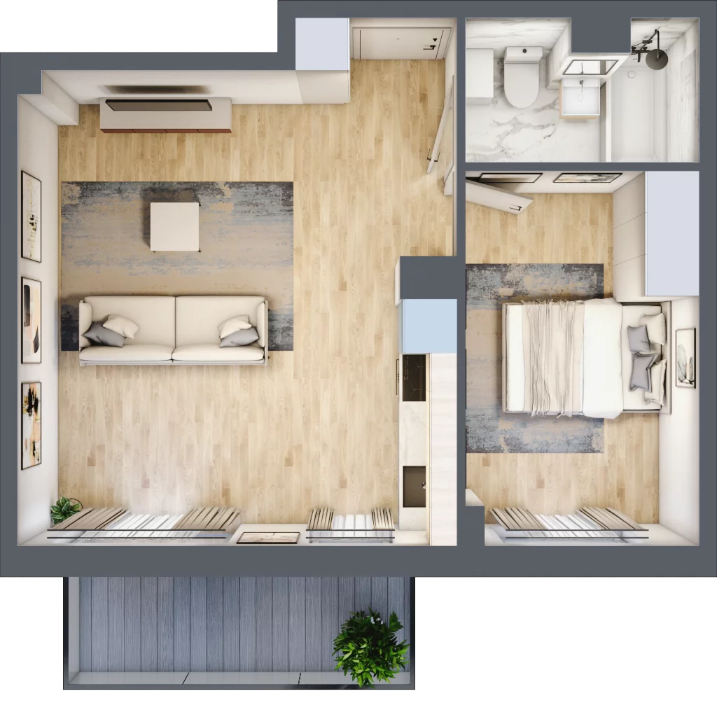 2 pokoje, mieszkanie 46,35 m², piętro 2, oferta nr RM/1B/H/2/3, Rytm Mokotowa 1B, Warszawa, Mokotów, Augustówka, ul. Antoniewska / Piramowicza