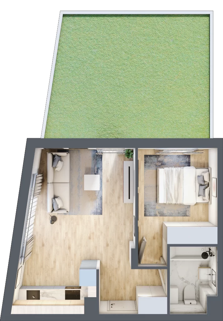 2 pokoje, mieszkanie 40,62 m², parter, oferta nr RM/1B/M/0/4, Rytm Mokotowa 1B, Warszawa, Mokotów, Augustówka, ul. Antoniewska / Piramowicza