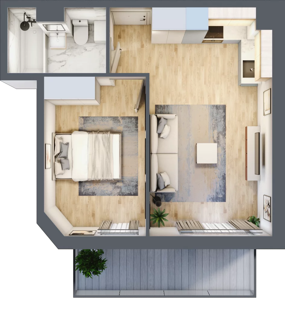 2 pokoje, mieszkanie 39,07 m², piętro 1, oferta nr RM/1B/I/1/2, Rytm Mokotowa 1B, Warszawa, Mokotów, Augustówka, ul. Antoniewska / Piramowicza