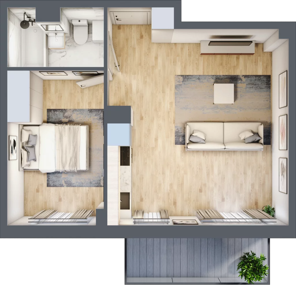 2 pokoje, mieszkanie 46,35 m², piętro 2, oferta nr RM/1B/H/2/2, Rytm Mokotowa 1B, Warszawa, Mokotów, Augustówka, ul. Antoniewska / Piramowicza