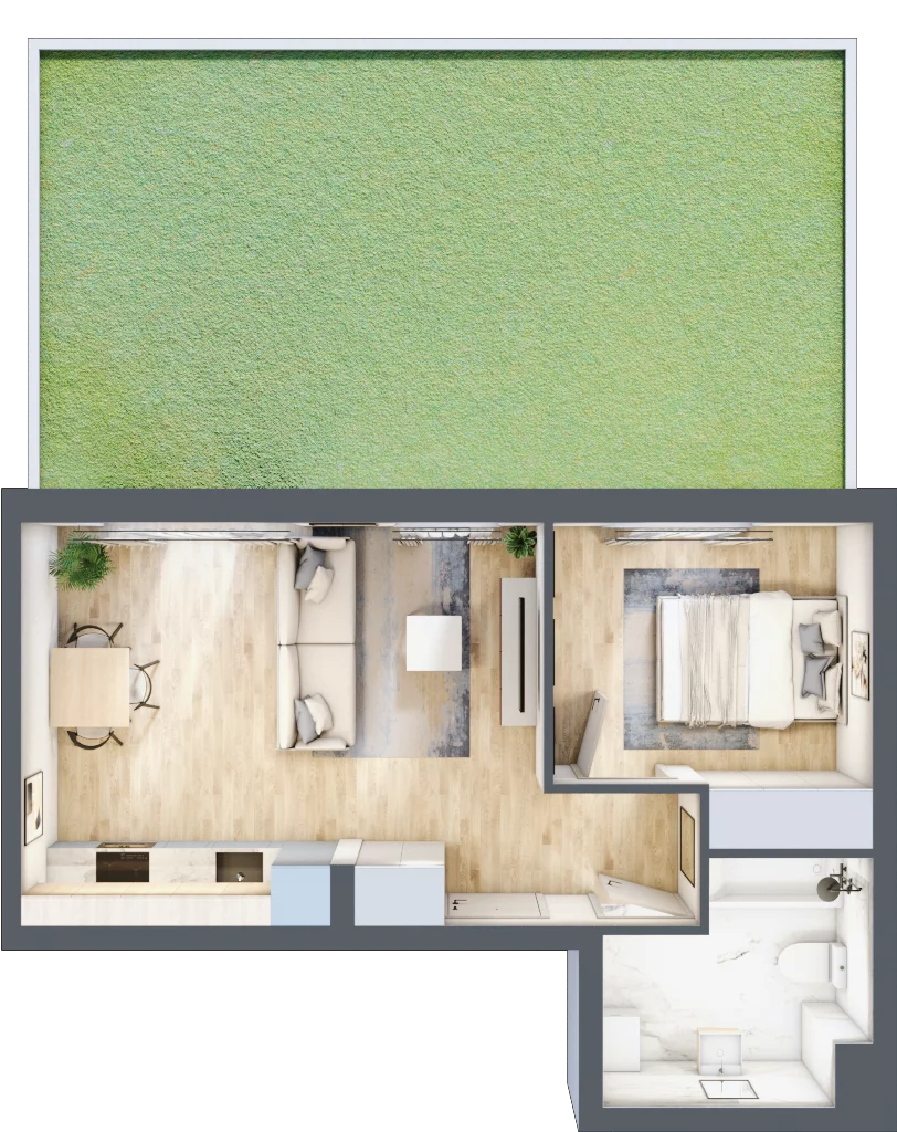 2 pokoje, mieszkanie 40,48 m², parter, oferta nr RM/1B/L/0/7, Rytm Mokotowa 1B, Warszawa, Mokotów, Augustówka, ul. Antoniewska / Piramowicza