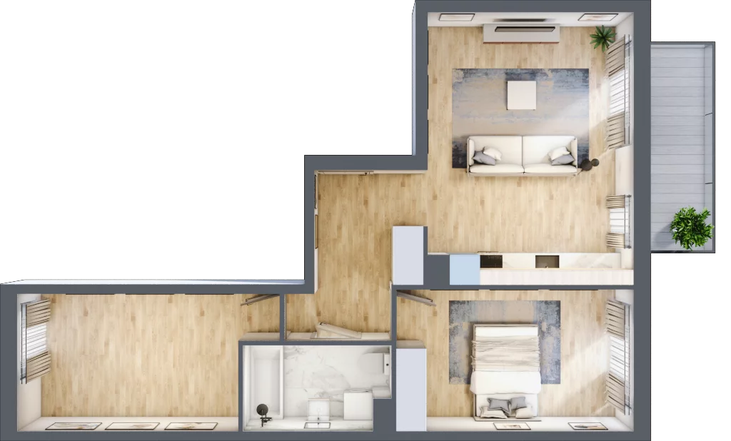 3 pokoje, mieszkanie 64,91 m², piętro 1, oferta nr RM/1B/K/1/1, Rytm Mokotowa 1B, Warszawa, Mokotów, Augustówka, ul. Antoniewska / Piramowicza
