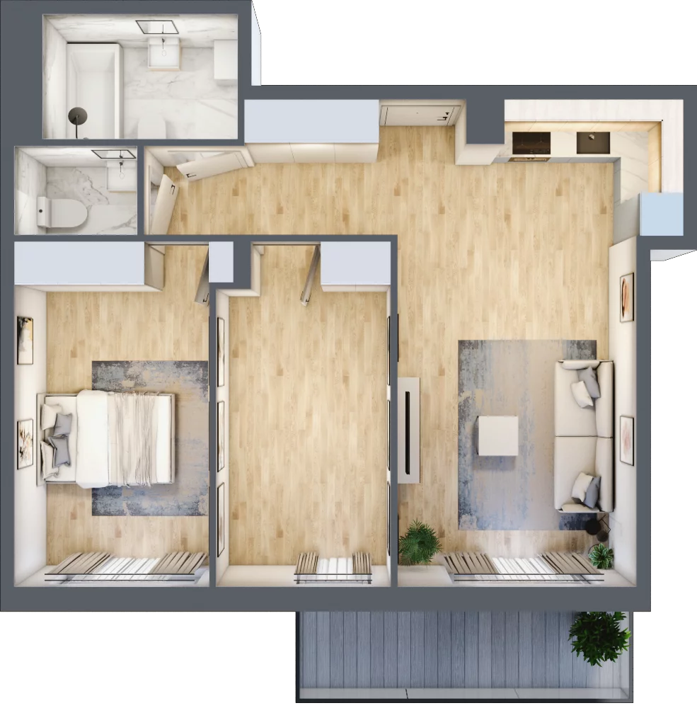 3 pokoje, mieszkanie 63,64 m², piętro 1, oferta nr RM/1B/L/1/1, Rytm Mokotowa 1B, Warszawa, Mokotów, Augustówka, ul. Antoniewska / Piramowicza