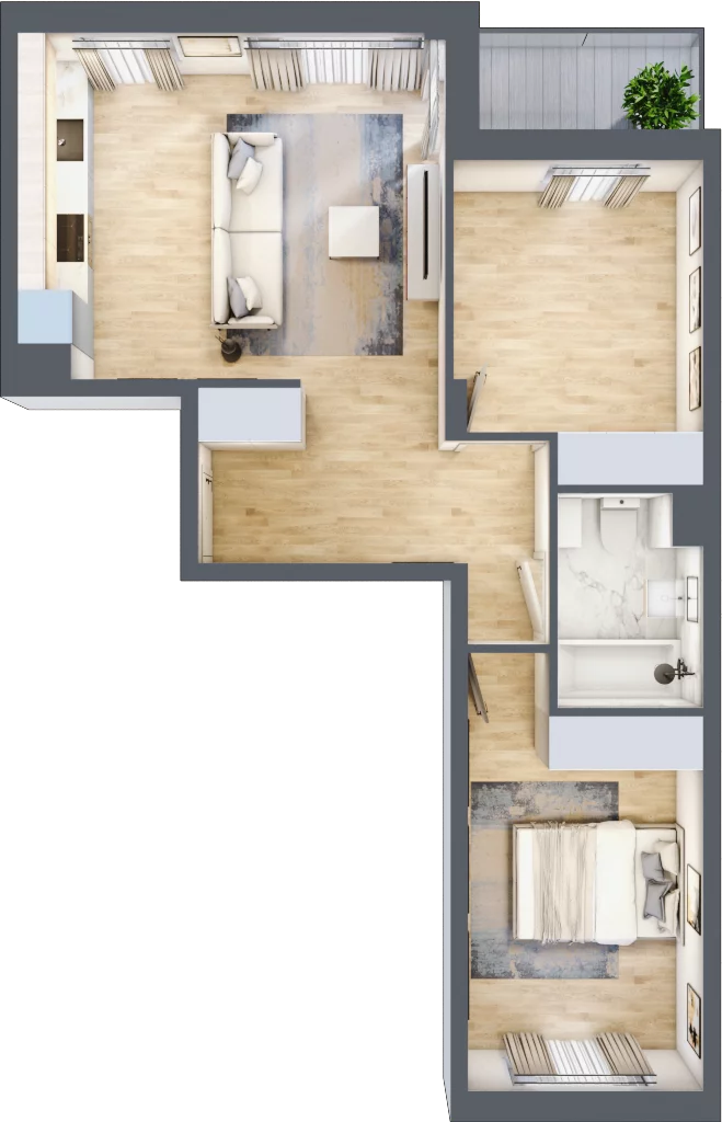 3 pokoje, mieszkanie 61,69 m², piętro 2, oferta nr RM/1B/I/2/1, Rytm Mokotowa 1B, Warszawa, Mokotów, Augustówka, ul. Antoniewska / Piramowicza