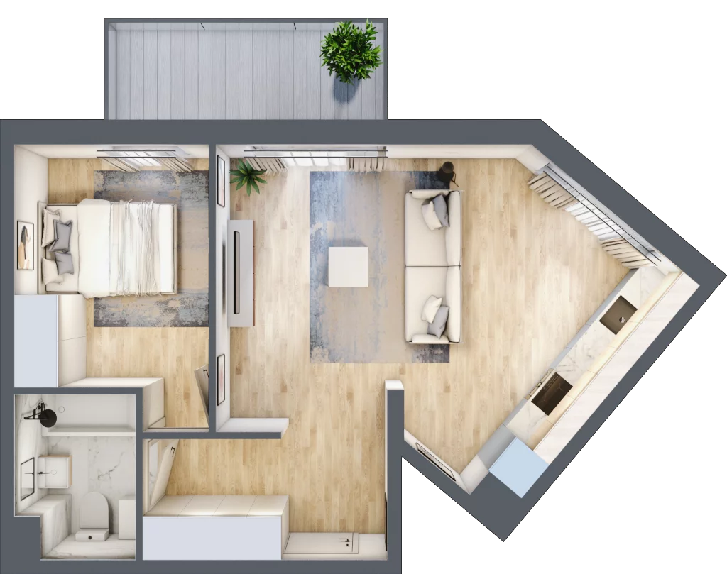 2 pokoje, mieszkanie 48,31 m², piętro 2, oferta nr RM/1B/I/2/9, Rytm Mokotowa 1B, Warszawa, Mokotów, Augustówka, ul. Antoniewska / Piramowicza