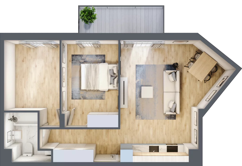 3 pokoje, mieszkanie 58,76 m², piętro 4, oferta nr RM/1B/L/4/4, Rytm Mokotowa 1B, Warszawa, Mokotów, Augustówka, ul. Antoniewska / Piramowicza