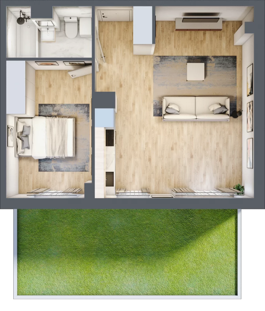 2 pokoje, mieszkanie 48,22 m², parter, oferta nr RM/1B/H/0/1, Rytm Mokotowa 1B, Warszawa, Mokotów, Augustówka, ul. Antoniewska / Piramowicza