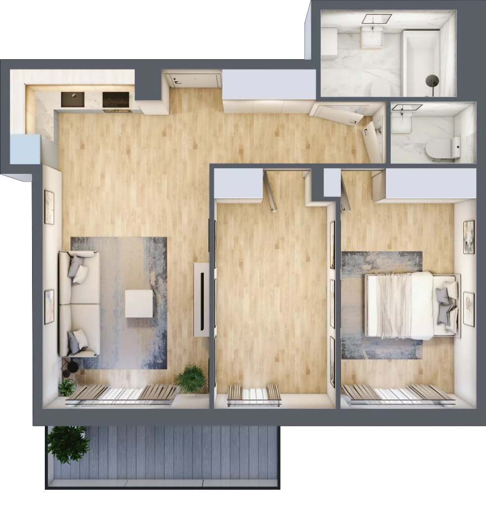 3 pokoje, mieszkanie 63,64 m², piętro 1, oferta nr RM/1B/M/1/8, Rytm Mokotowa 1B, Warszawa, Mokotów, Augustówka, ul. Antoniewska / Piramowicza