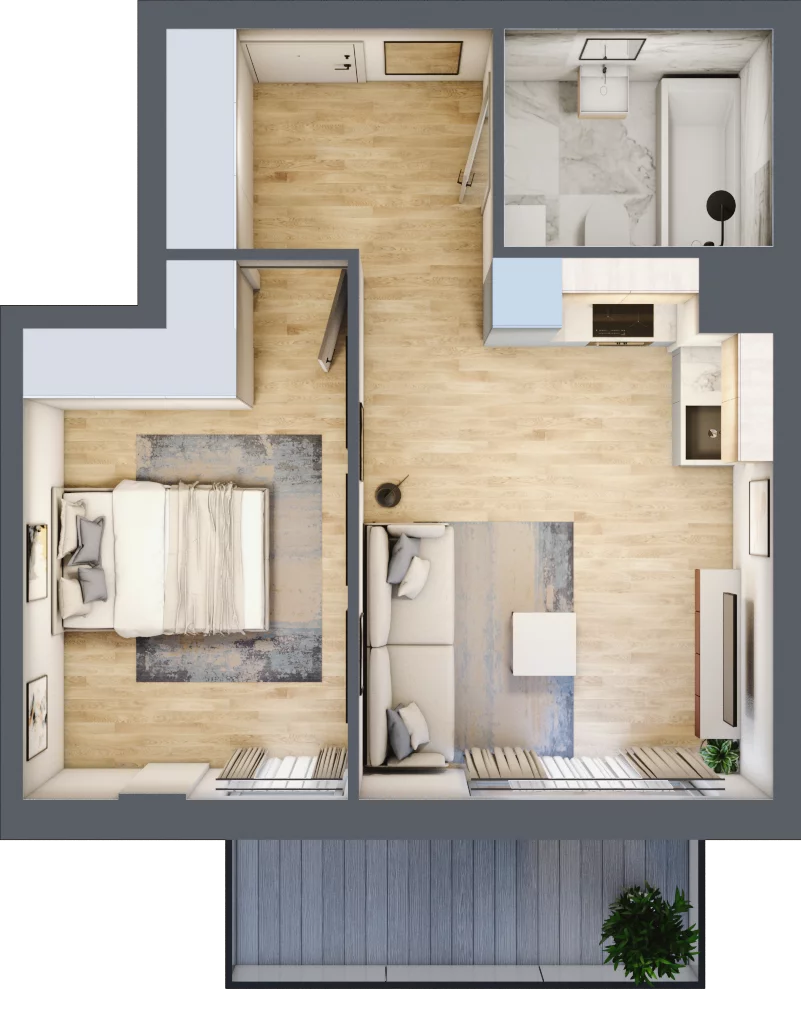 2 pokoje, mieszkanie 40,02 m², piętro 2, oferta nr RM/1B/I/2/4, Rytm Mokotowa 1B, Warszawa, Mokotów, Augustówka, ul. Antoniewska / Piramowicza