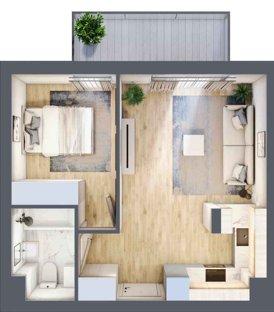 2 pokoje, mieszkanie 39,35 m², piętro 1, oferta nr RM/1B/J/1/4, Rytm Mokotowa 1B, Warszawa, Mokotów, Augustówka, ul. Antoniewska / Piramowicza