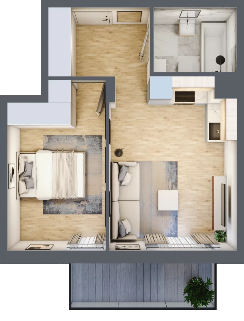 2 pokoje, mieszkanie 40,88 m², piętro 2, oferta nr RM/1B/L/2/6, Rytm Mokotowa 1B, Warszawa, Mokotów, Augustówka, ul. Antoniewska / Piramowicza