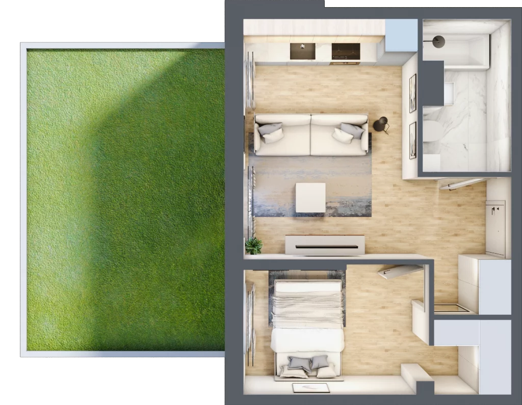 2 pokoje, mieszkanie 47,00 m², parter, oferta nr RM/1B/K/0/2, Rytm Mokotowa 1B, Warszawa, Mokotów, Augustówka, ul. Antoniewska / Piramowicza
