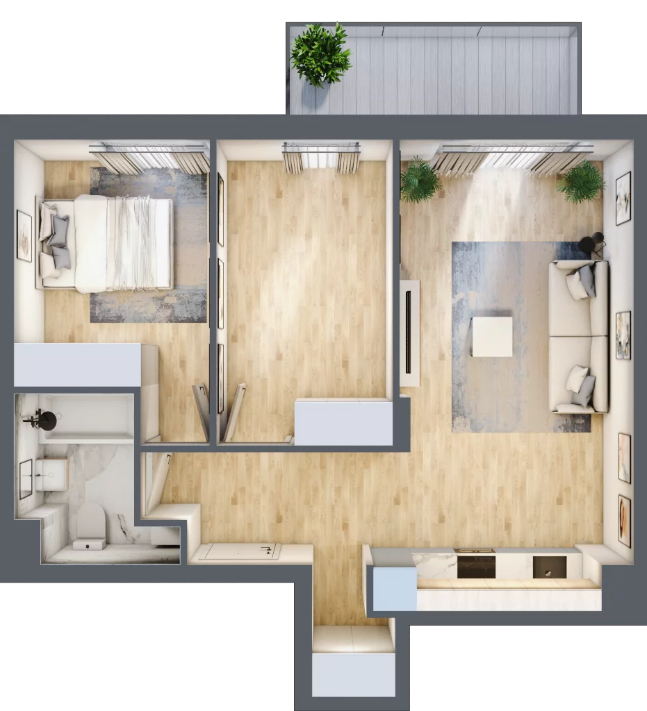 3 pokoje, mieszkanie 54,95 m², piętro 2, oferta nr RM/1B/M/2/7, Rytm Mokotowa 1B, Warszawa, Mokotów, Augustówka, ul. Antoniewska / Piramowicza