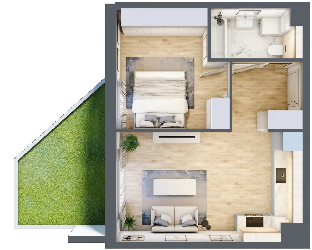 2 pokoje, mieszkanie 44,20 m², parter, oferta nr MC/I/C/0/9, Modern City etap I, Warszawa, Bemowo, Chrzanów, ul. Szeligowska