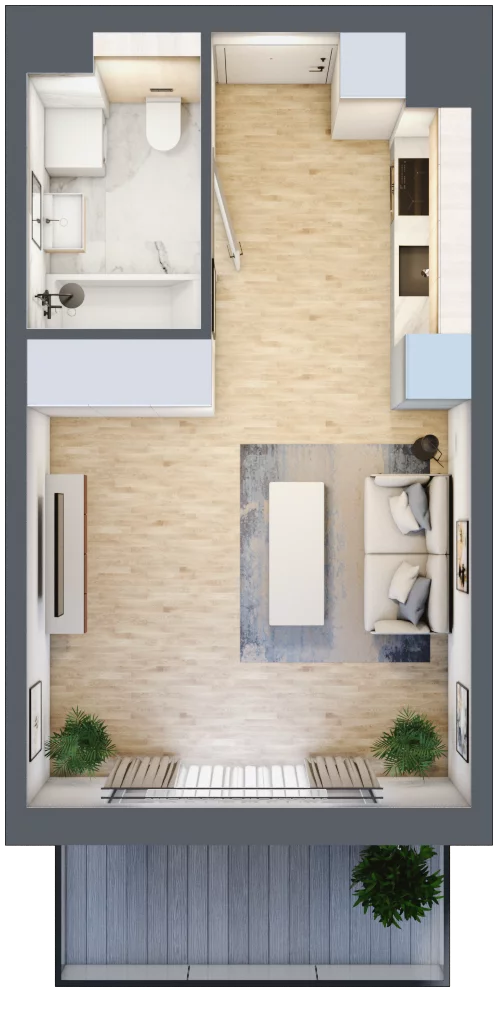 1 pokój, mieszkanie 27,59 m², piętro 1, oferta nr MC/I/B/1/1, Modern City etap I, Warszawa, Bemowo, Chrzanów, ul. Szeligowska