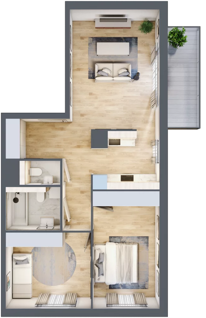 3 pokoje, mieszkanie 64,43 m², piętro 1, oferta nr MC/I/C/1/8, Modern City etap I, Warszawa, Bemowo, Chrzanów, ul. Szeligowska