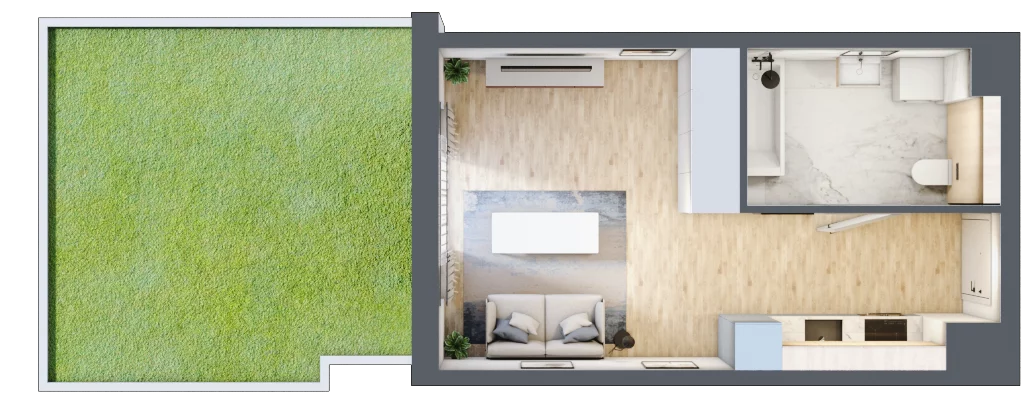 1 pokój, mieszkanie 27,49 m², parter, oferta nr MC/I/B/0/1, Modern City etap I, Warszawa, Bemowo, Chrzanów, ul. Szeligowska