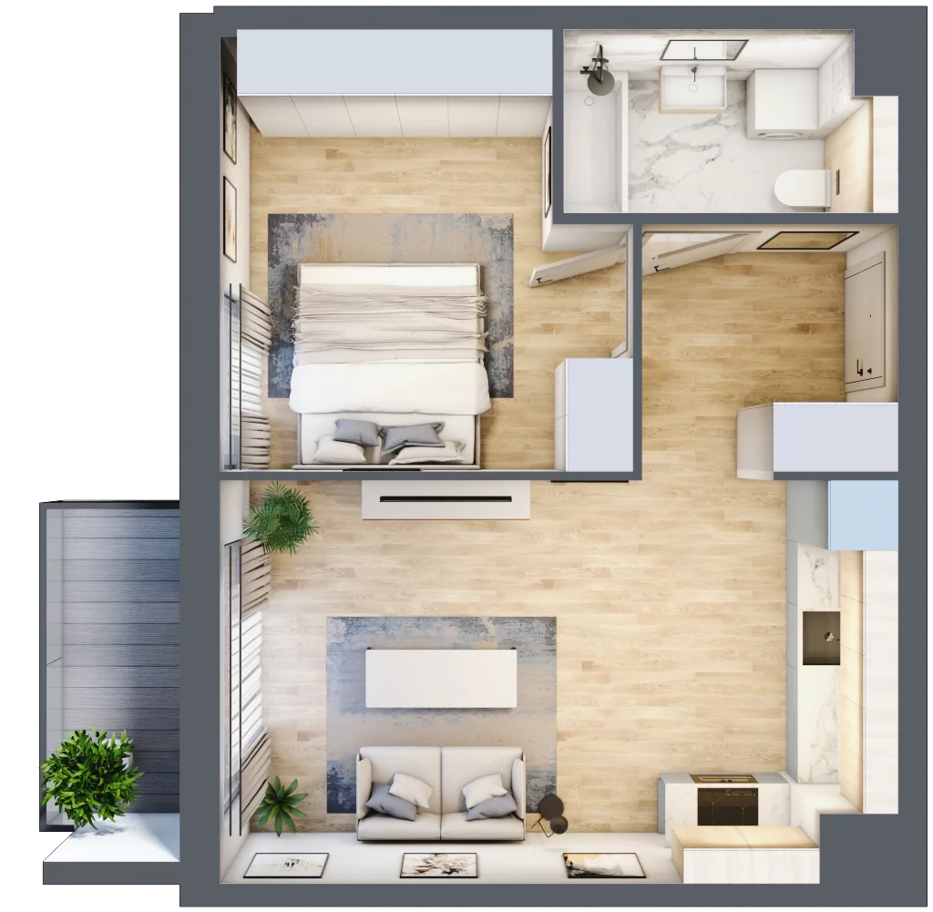 2 pokoje, mieszkanie 44,20 m², piętro 2, oferta nr MC/I/C/2/10, Modern City etap I, Warszawa, Bemowo, Chrzanów, ul. Szeligowska